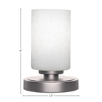 Luna One Light Table Lamp in Graphite with 4" White Muslin Shade