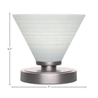 Luna One Light Table Lamp in Graphite with 7" White Matrix Shade
