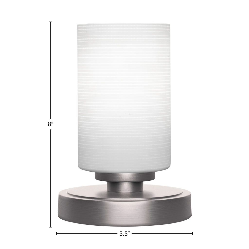Luna One Light Table Lamp in Graphite with 4" White Matrix Shade
