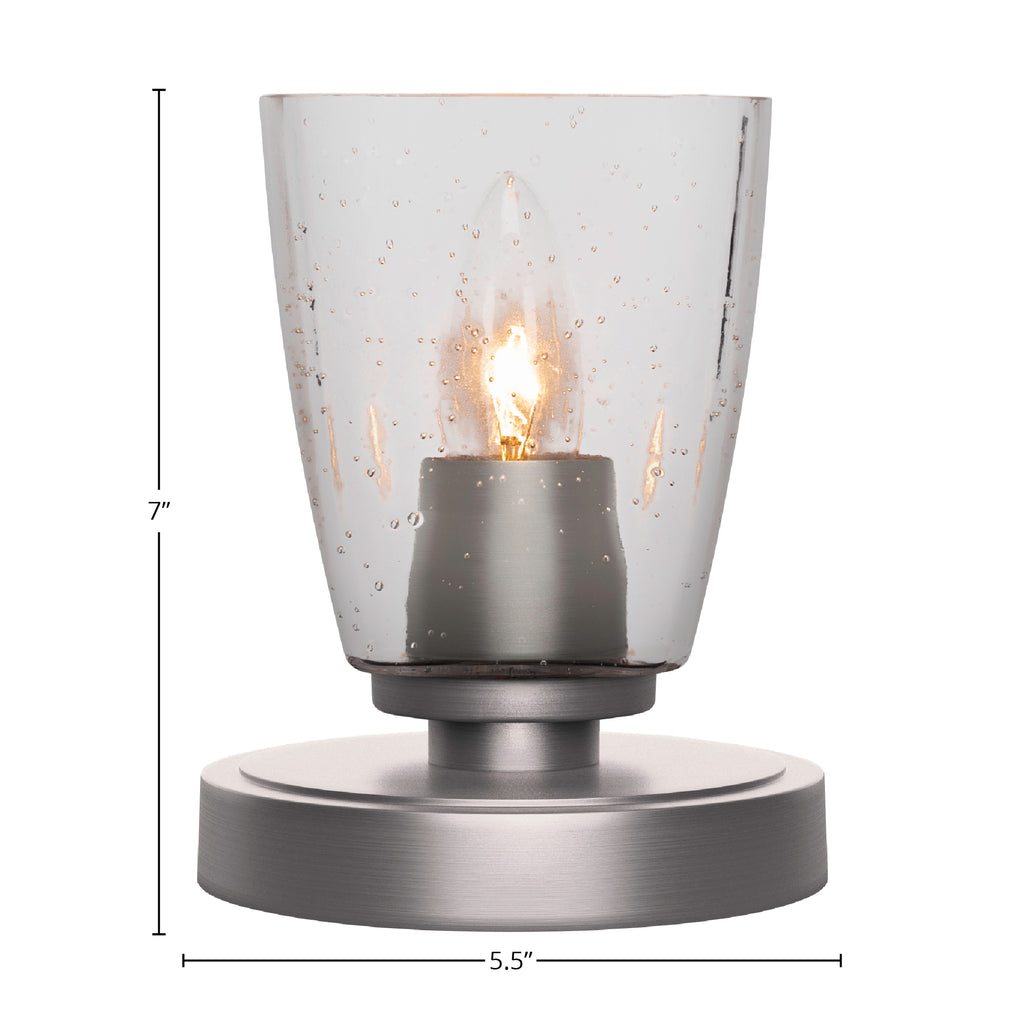 Luna One Light Table Lamp in Graphite with 4.5" Square Clear Bubble Shade