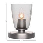 Luna One Light Table Lamp in Graphite with 4.5" Square Clear Bubble Shade