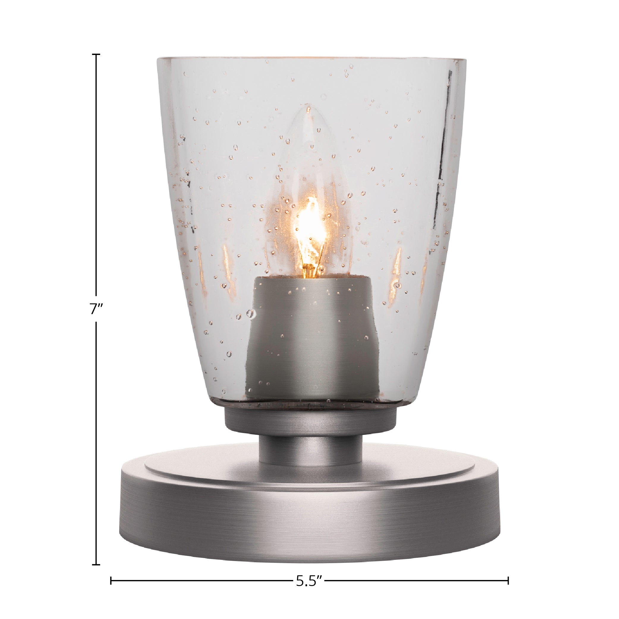 Luna One Light Table Lamp in Graphite with 4.5" Square Clear Bubble Shade