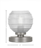 Luna One Light Table Lamp in Graphite with 6" Clear Ribbed Shade