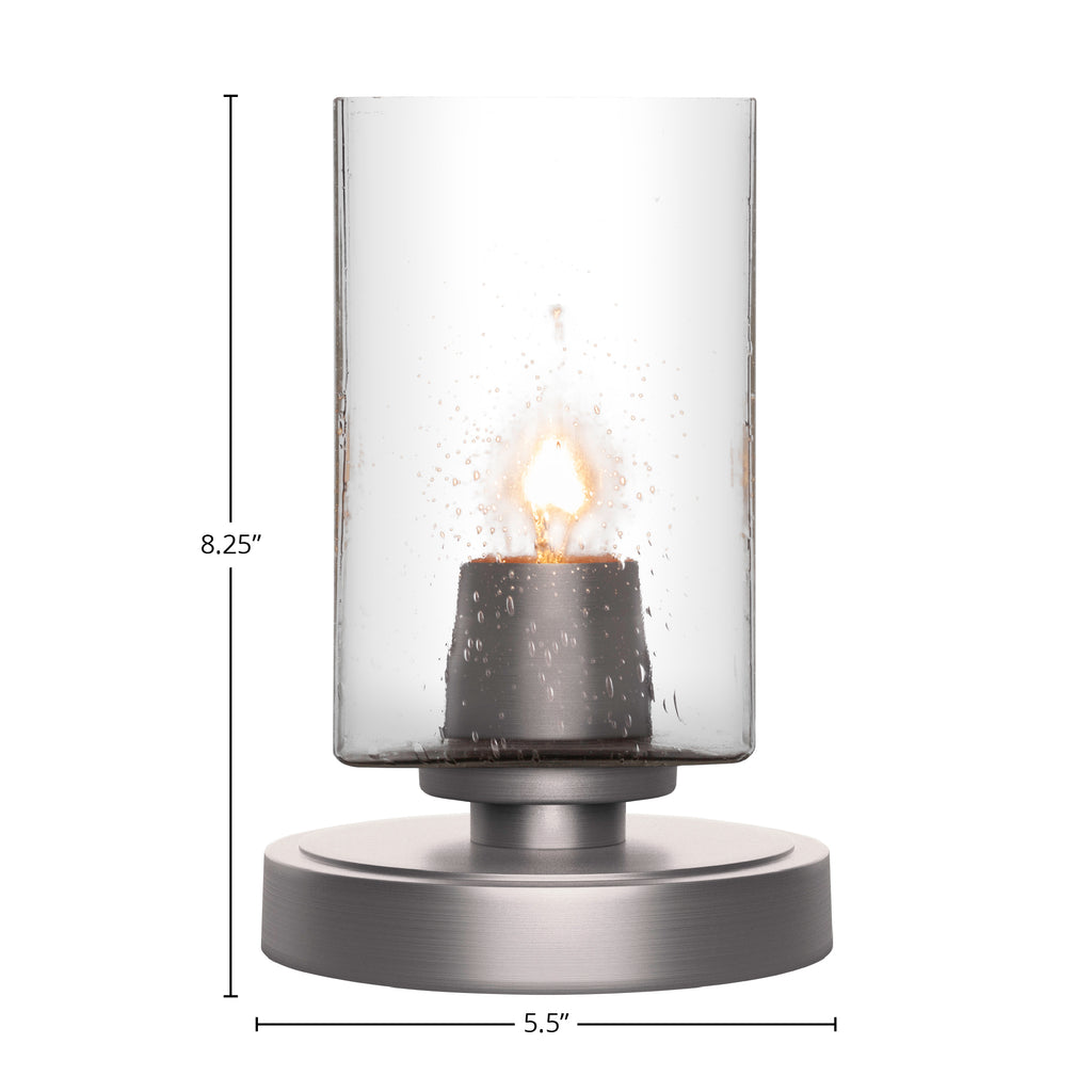 Luna One Light Table Lamp in Graphite with 4" Square Clear Bubble Shade