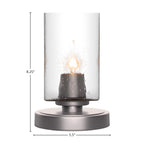 Luna One Light Table Lamp in Graphite with 4" Square Clear Bubble Shade