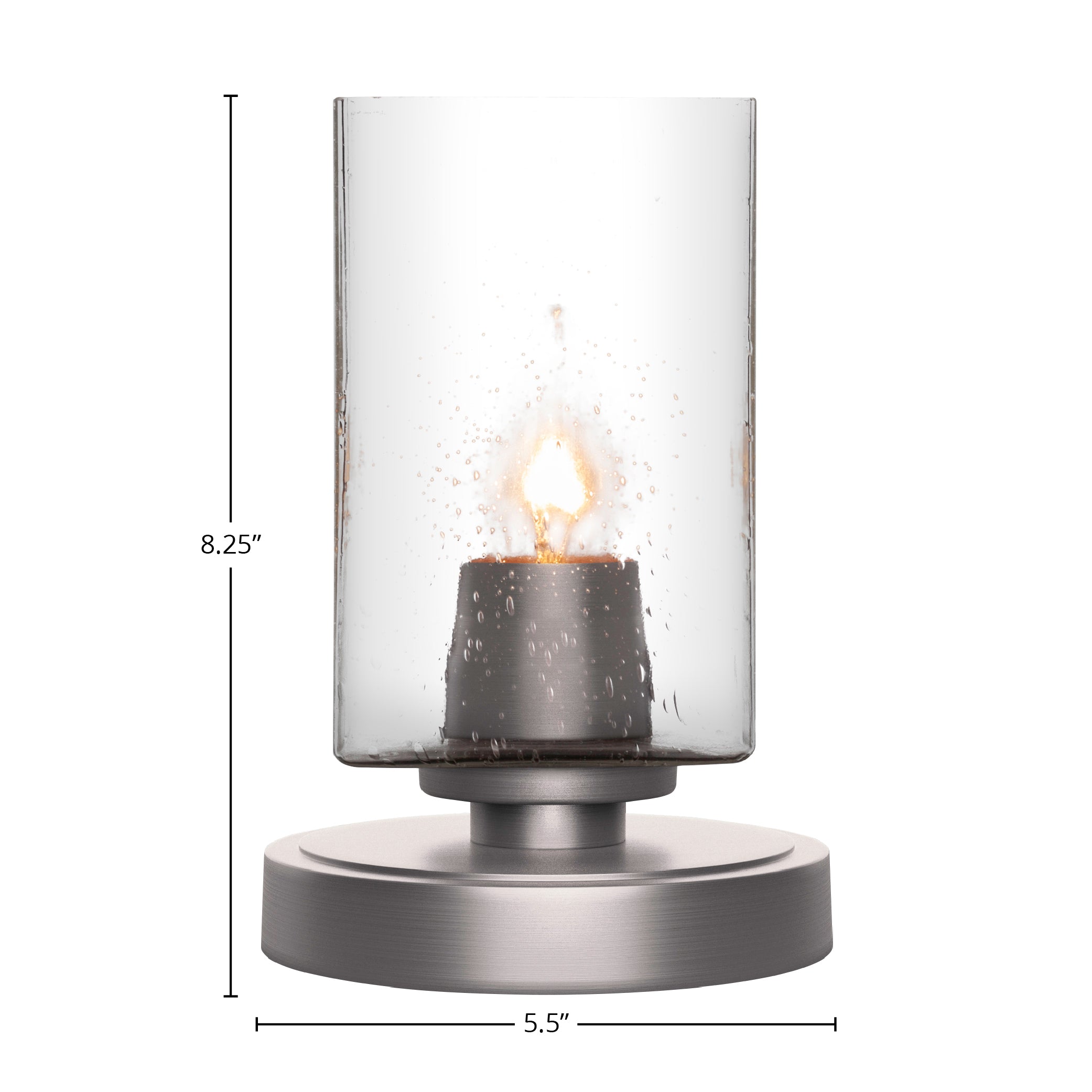 Luna One Light Table Lamp in Graphite with 4" Square Clear Bubble Shade