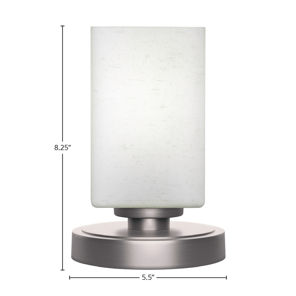Luna One Light Table Lamp in Graphite with 4" Square White Muslin Shade