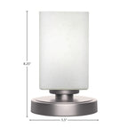 Luna One Light Table Lamp in Graphite with 4" Square White Muslin Shade