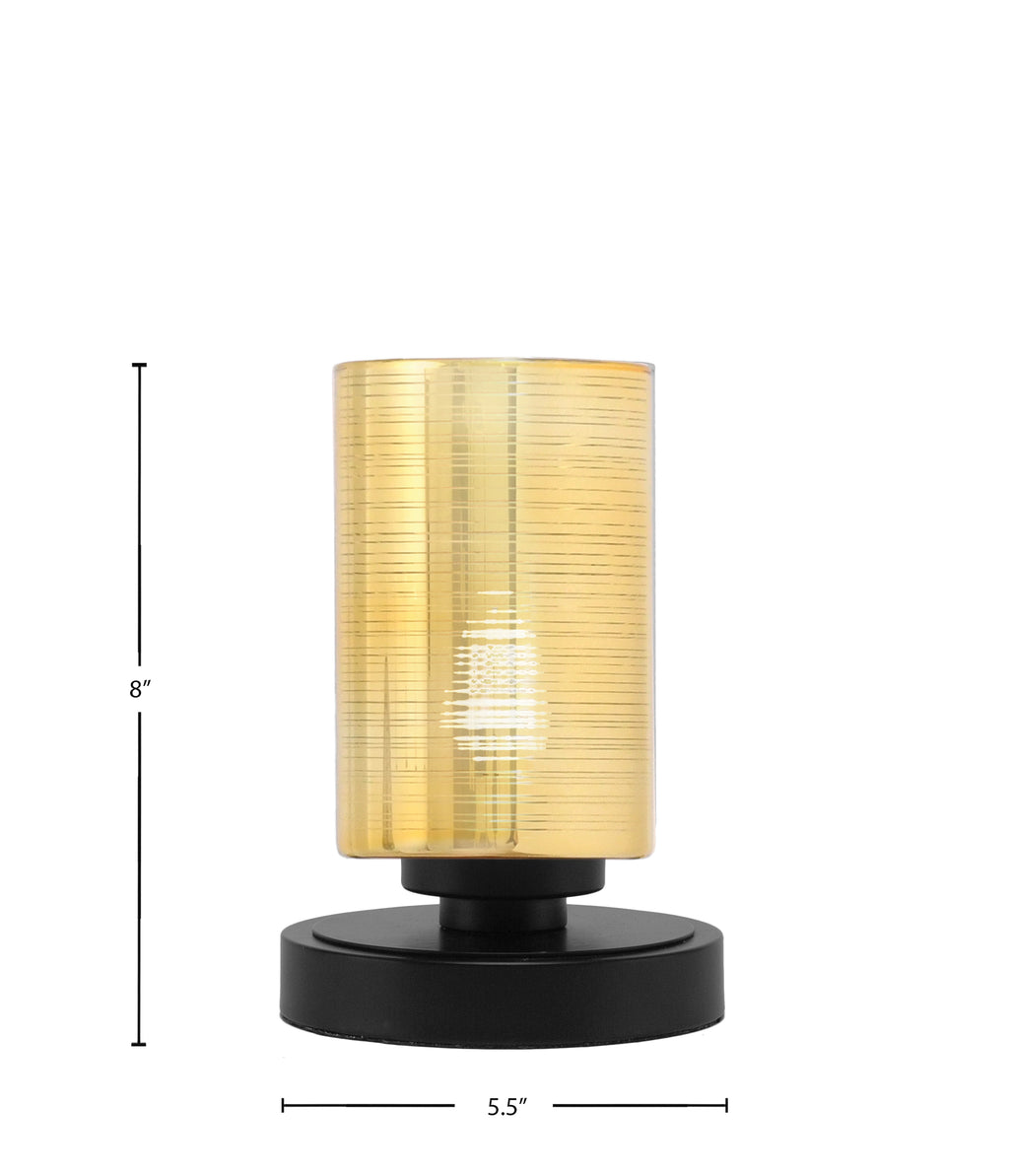 Luna One Light Table Lamp in Matte Black with 4" Gold Matrix Shade