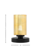 Luna One Light Table Lamp in Matte Black with 4" Gold Matrix Shade