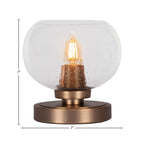 Luna One Light Table Lamp in New Age Brass with 7" Clear Bubble Shade