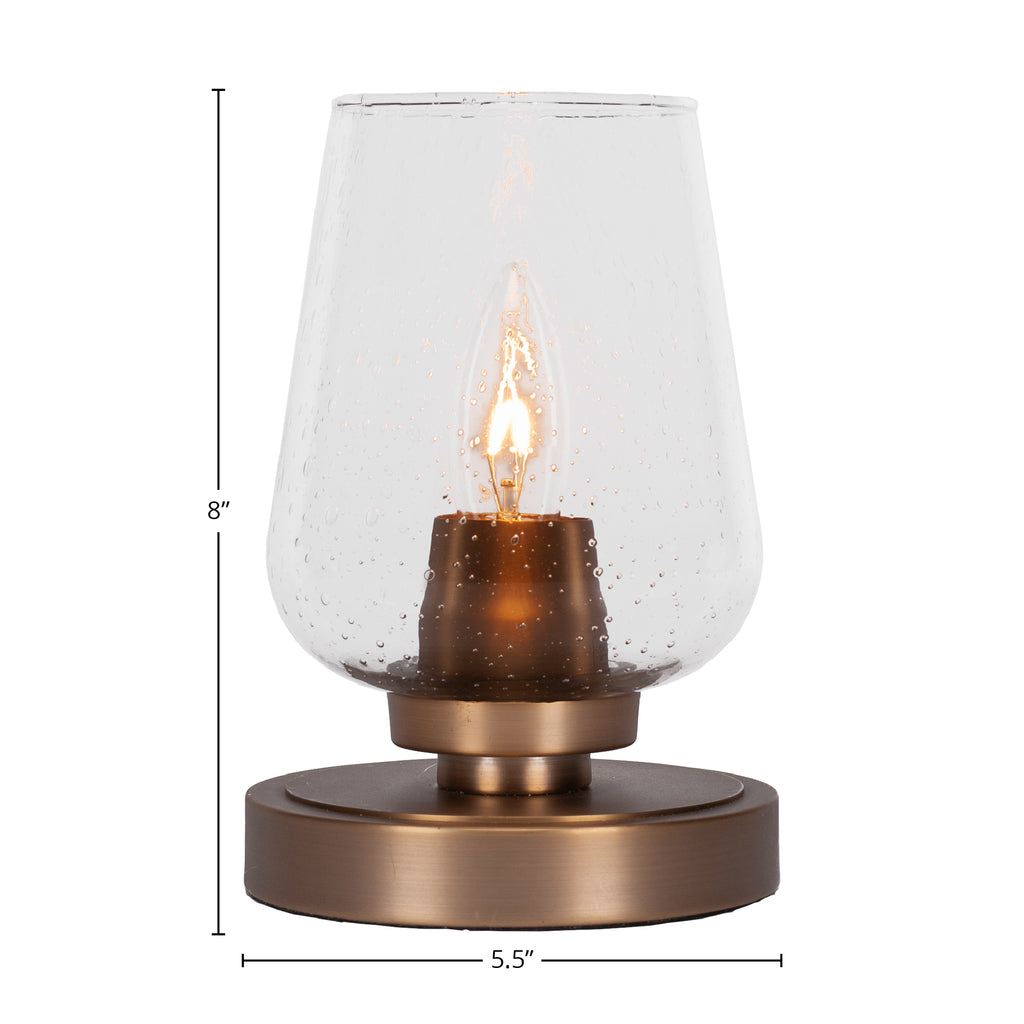 Luna One Light Table Lamp in New Age Brass with 5" Clear Bubble Shade