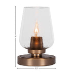 Luna One Light Table Lamp in New Age Brass with 5" Clear Bubble Shade