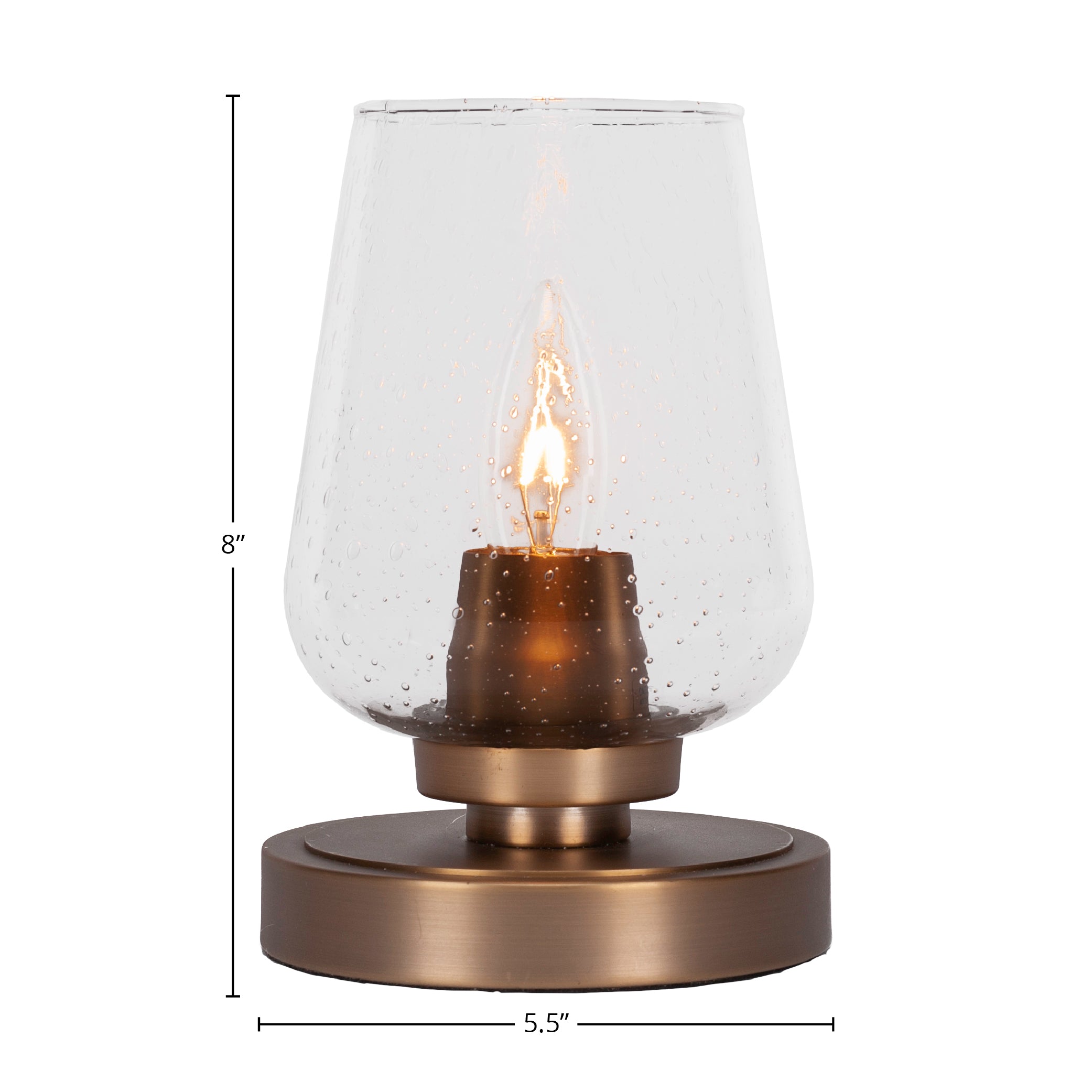 Luna One Light Table Lamp in New Age Brass with 5" Clear Bubble Shade
