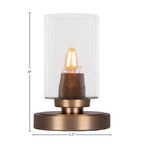 Luna One Light Table Lamp in New Age Brass with 4" Clear Bubble Shade