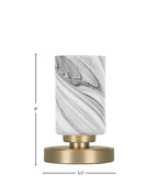 Luna One Light Table Lamp in New Age Brass with 4" Onyx Swirl Glass Shade