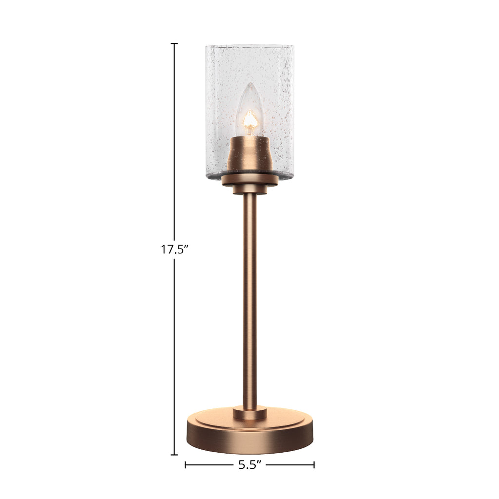 Luna One Light Table Lamp in New Age Brass with 4" Clear Bubble Shade