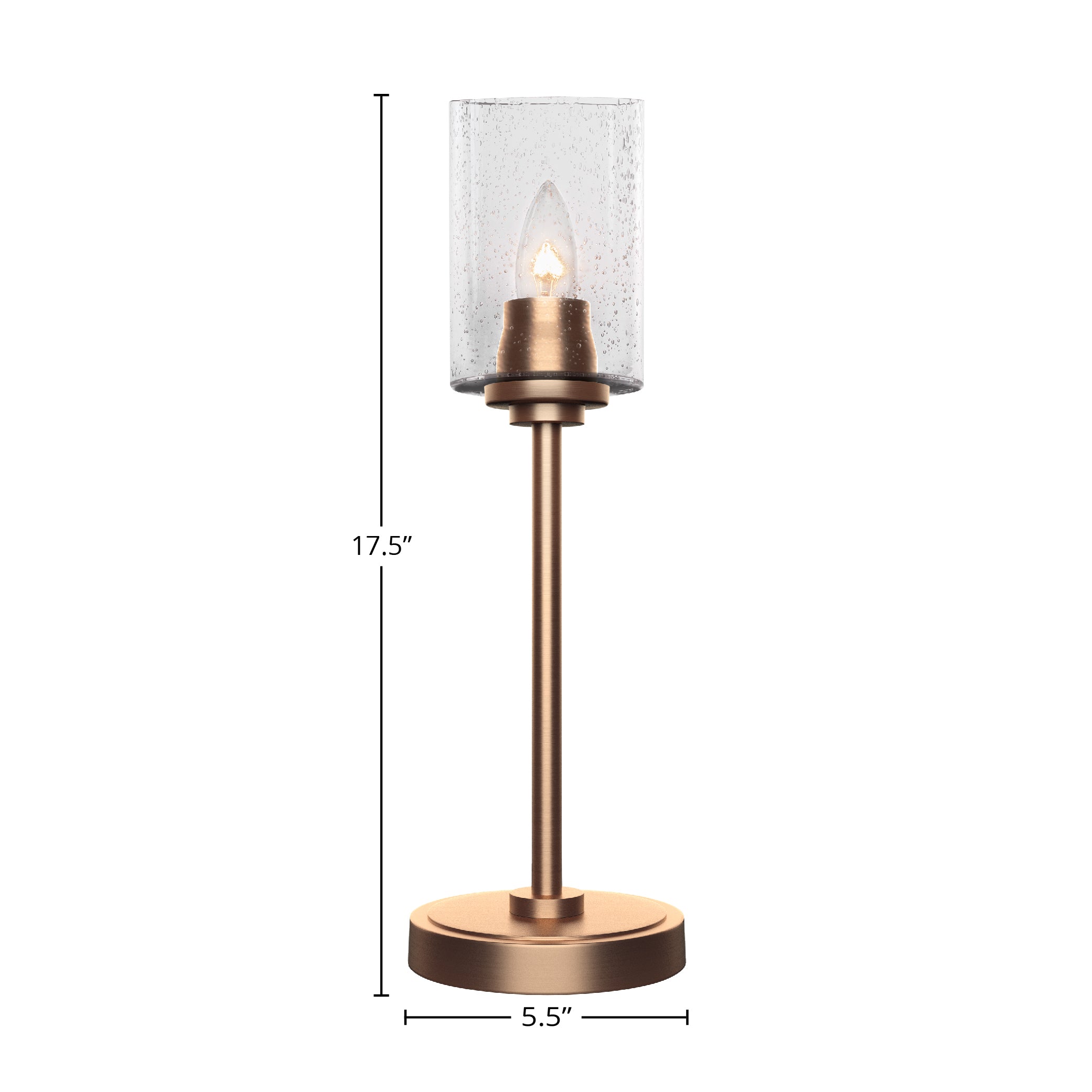 Luna One Light Table Lamp in New Age Brass with 4" Clear Bubble Shade