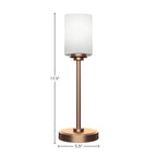 Luna One Light Table Lamp in New Age Brass with 4" White Muslin Shade