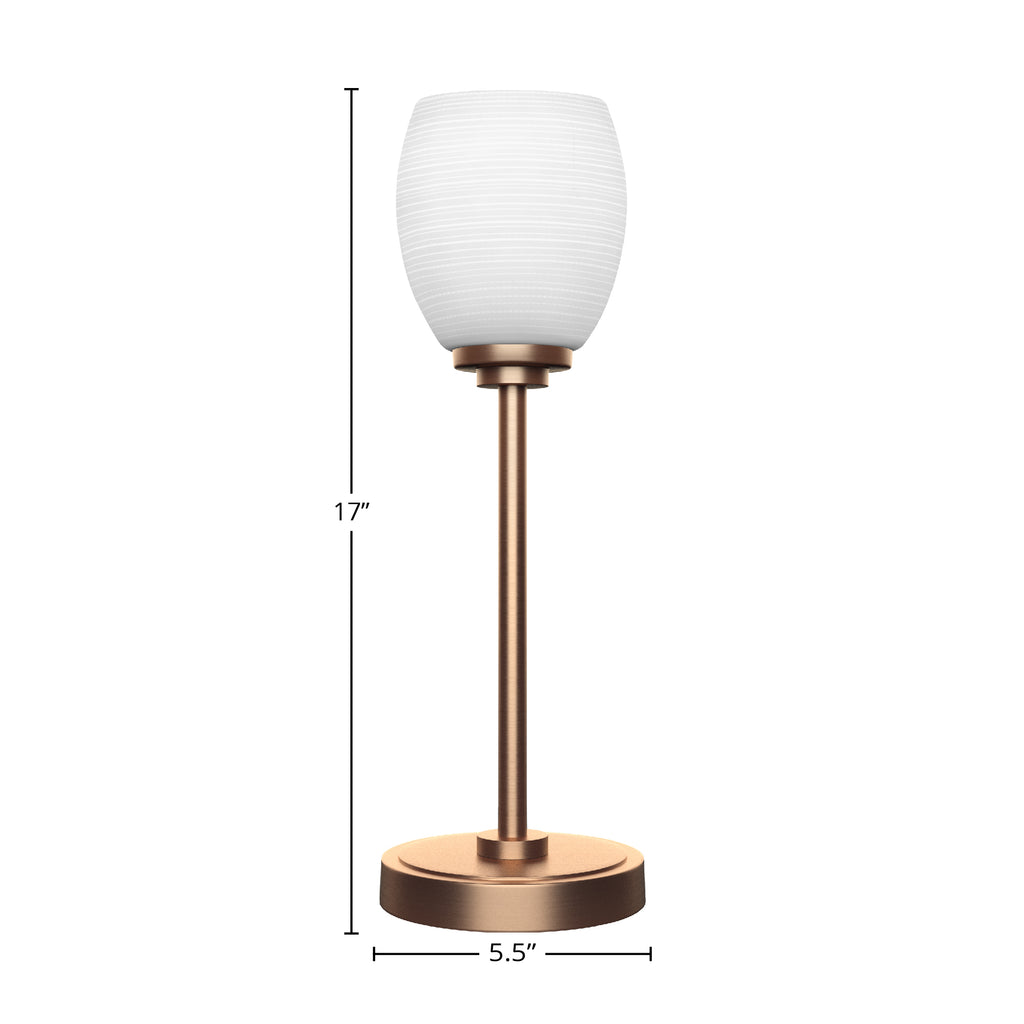 Luna One Light Table Lamp in New Age Brass with 5" White Matrix Shade