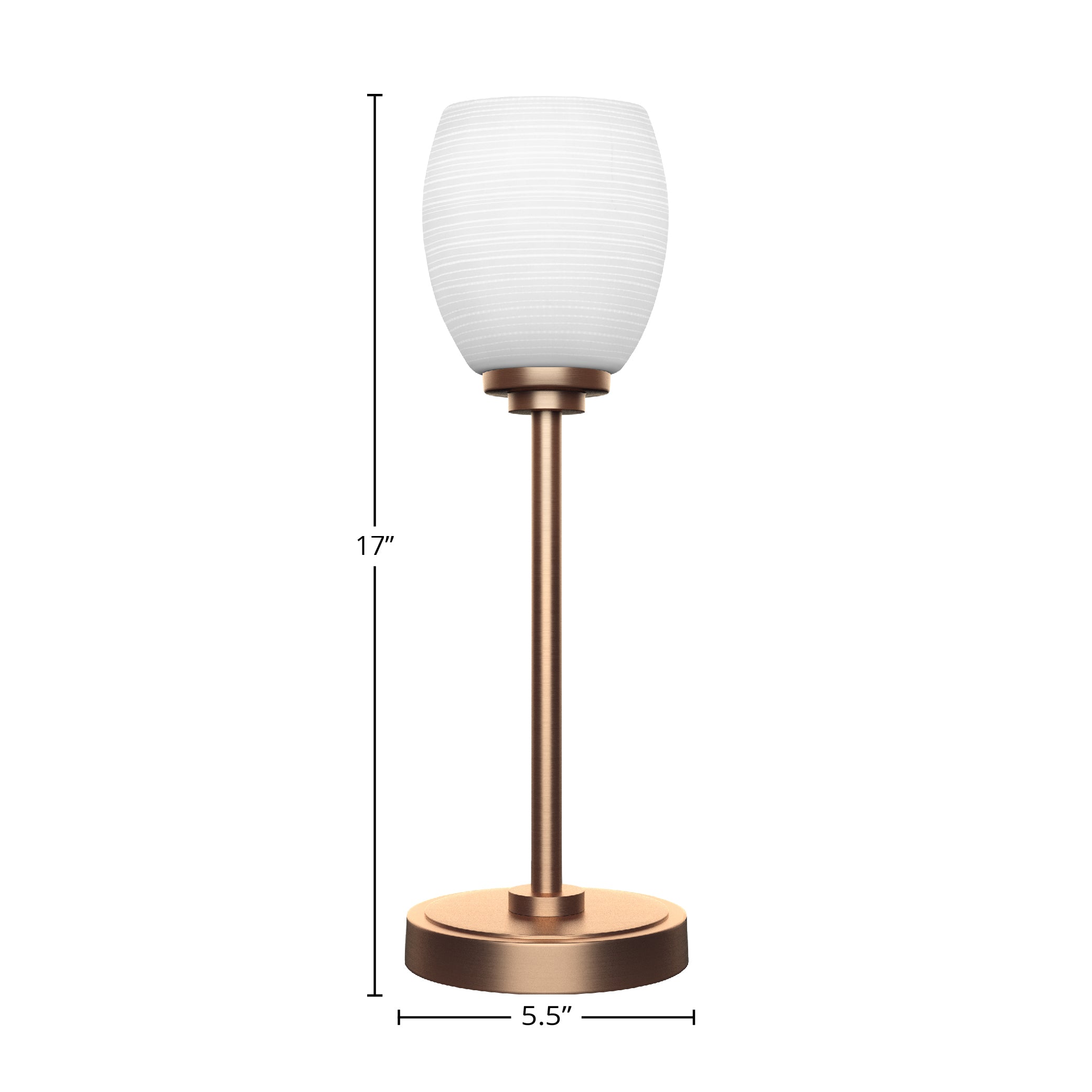 Luna One Light Table Lamp in New Age Brass with 5" White Matrix Shade
