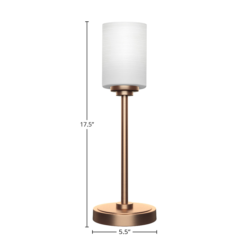 Luna One Light Table Lamp in New Age Brass with 4" White Matrix Shade