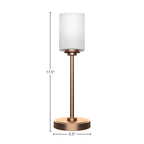 Luna One Light Table Lamp in New Age Brass with 4" White Matrix Shade