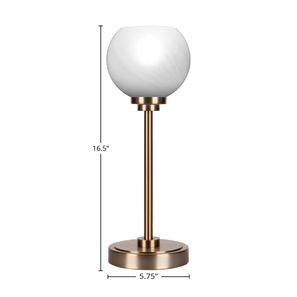 Luna One Light Table Lamp in New Age Brass with 5.75" White Marble Shade