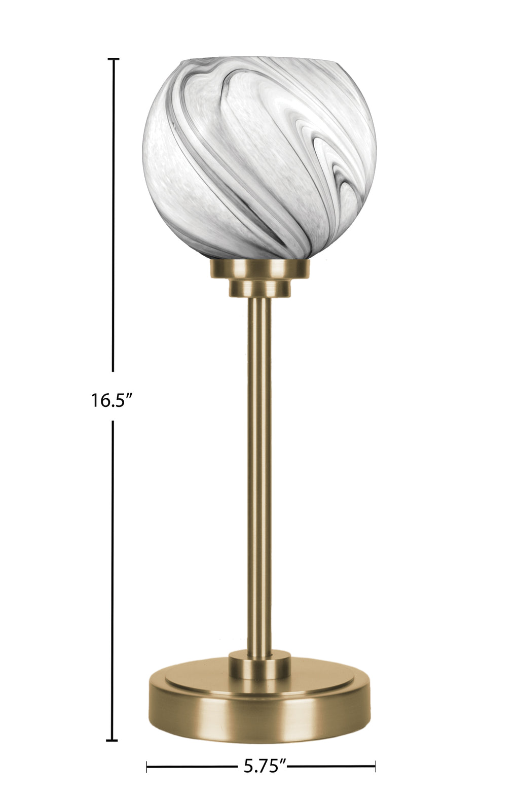 Luna One Light Table Lamp in New Age Brass with 5.75" Onyx Swirl Glass Shade