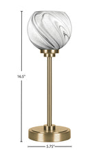 Luna One Light Table Lamp in New Age Brass with 5.75" Onyx Swirl Glass Shade