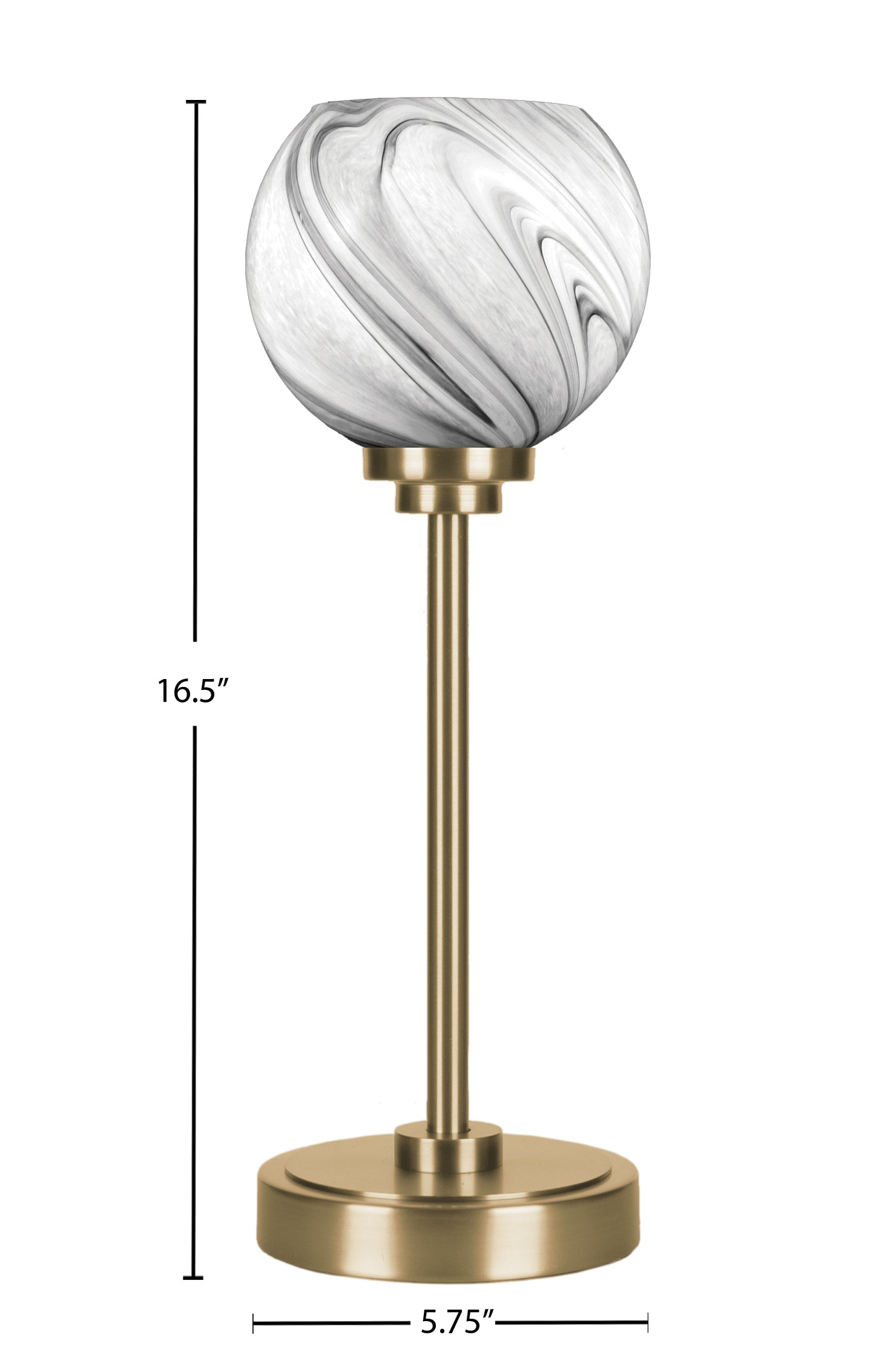 Luna One Light Table Lamp in New Age Brass with 5.75" Onyx Swirl Glass Shade