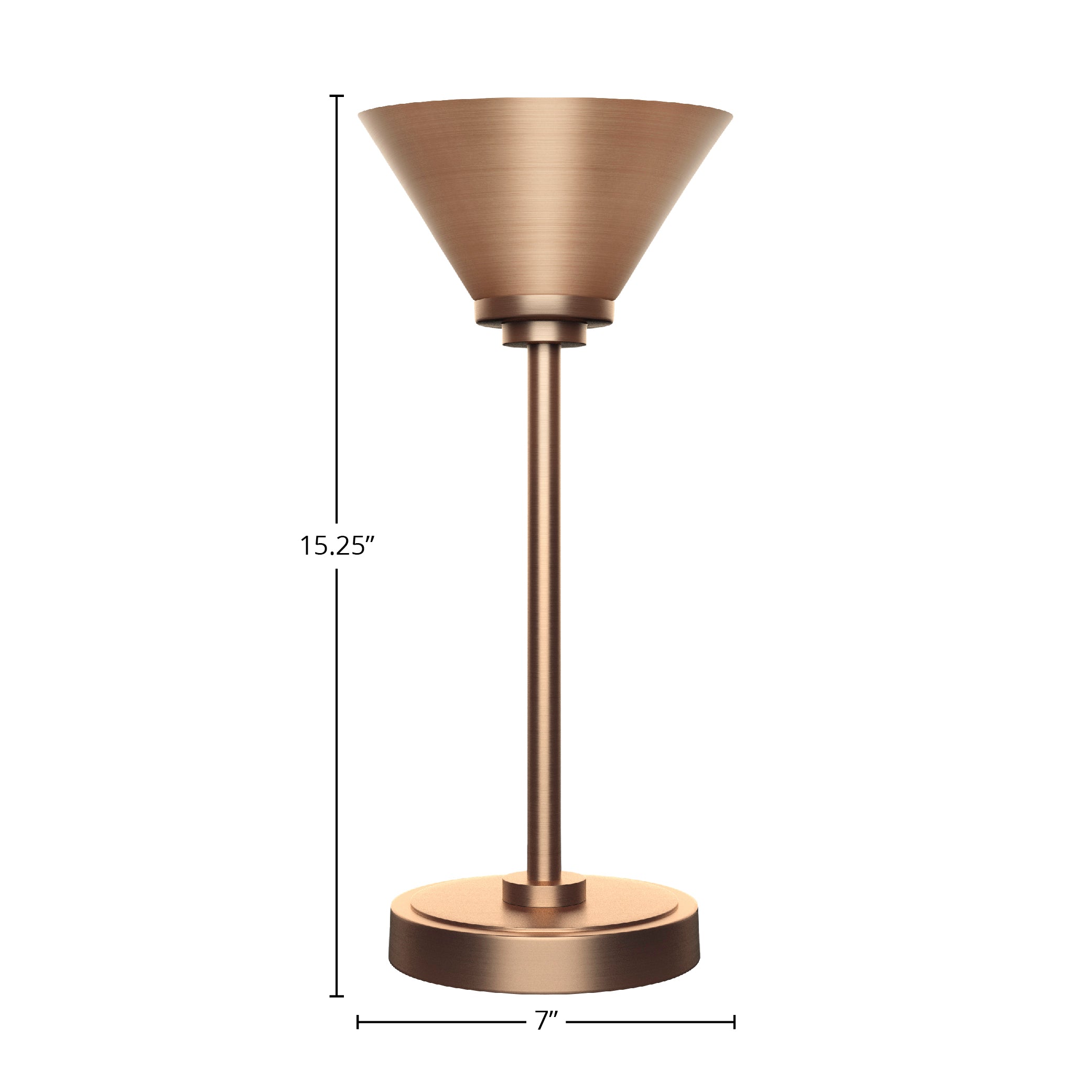 Luna One Light Table Lamp in New Age Brass with 7" New Age Brass Cone Metal Shade Shade