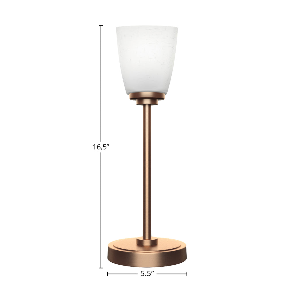 Luna One Light Table Lamp in New Age Brass with 4.5" Square White Muslin Shade