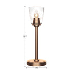 Luna One Light Table Lamp in New Age Brass with 4.5" Square Clear Bubble Shade