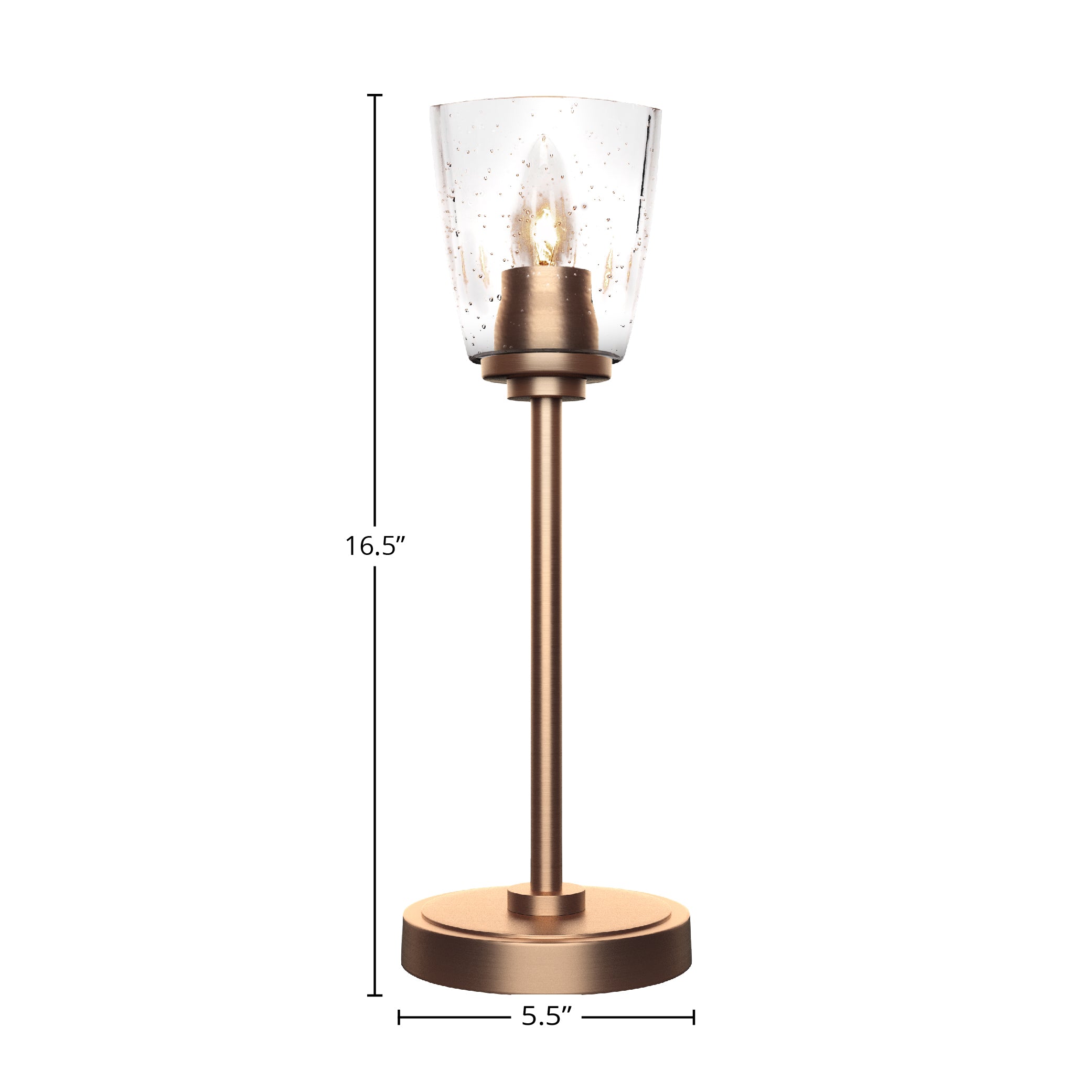 Luna One Light Table Lamp in New Age Brass with 4.5" Square Clear Bubble Shade