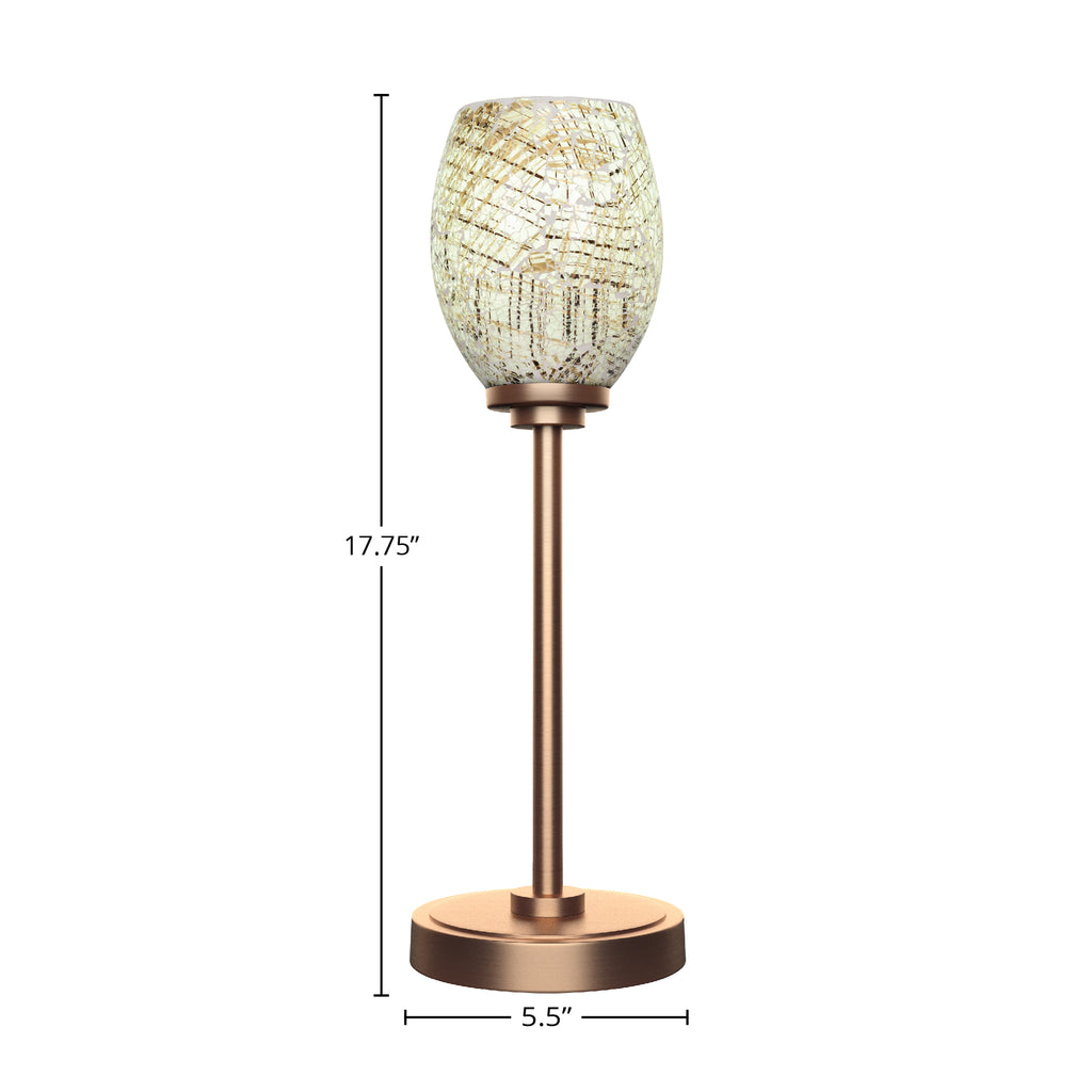 Luna One Light Table Lamp in New Age Brass with 5" Natural Fusion Shade