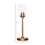 Luna One Light Table Lamp in New Age Brass with 4" Square Clear Bubble Shade