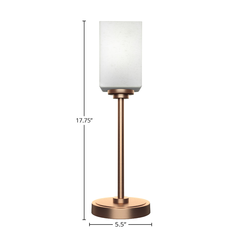 Luna One Light Table Lamp in New Age Brass with 4" Square White Muslin Shade