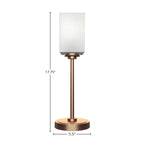 Luna One Light Table Lamp in New Age Brass with 4" Square White Muslin Shade