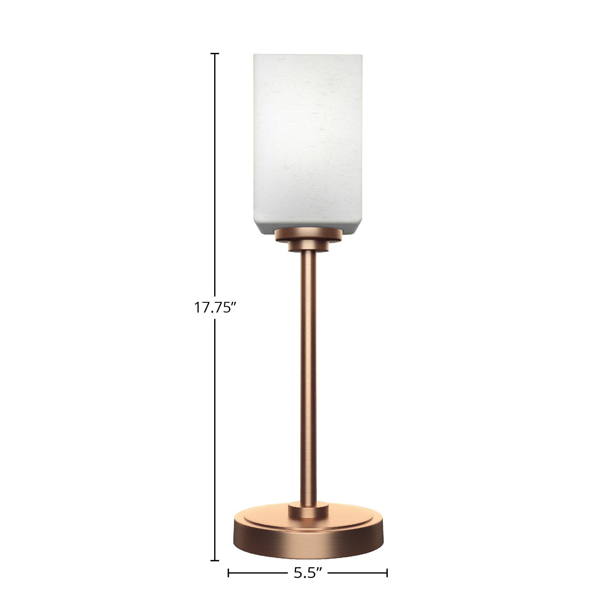 Luna One Light Table Lamp in New Age Brass with 4" Square White Muslin Shade