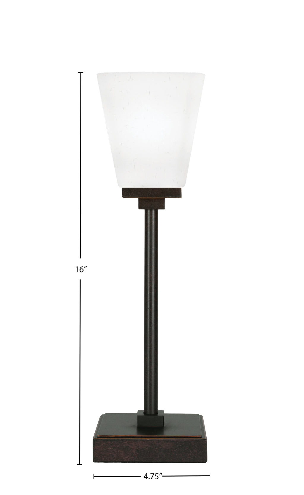 Luna One Light Table Lamp in Dark Granite with 4.5" Square White Muslin Glass Shade