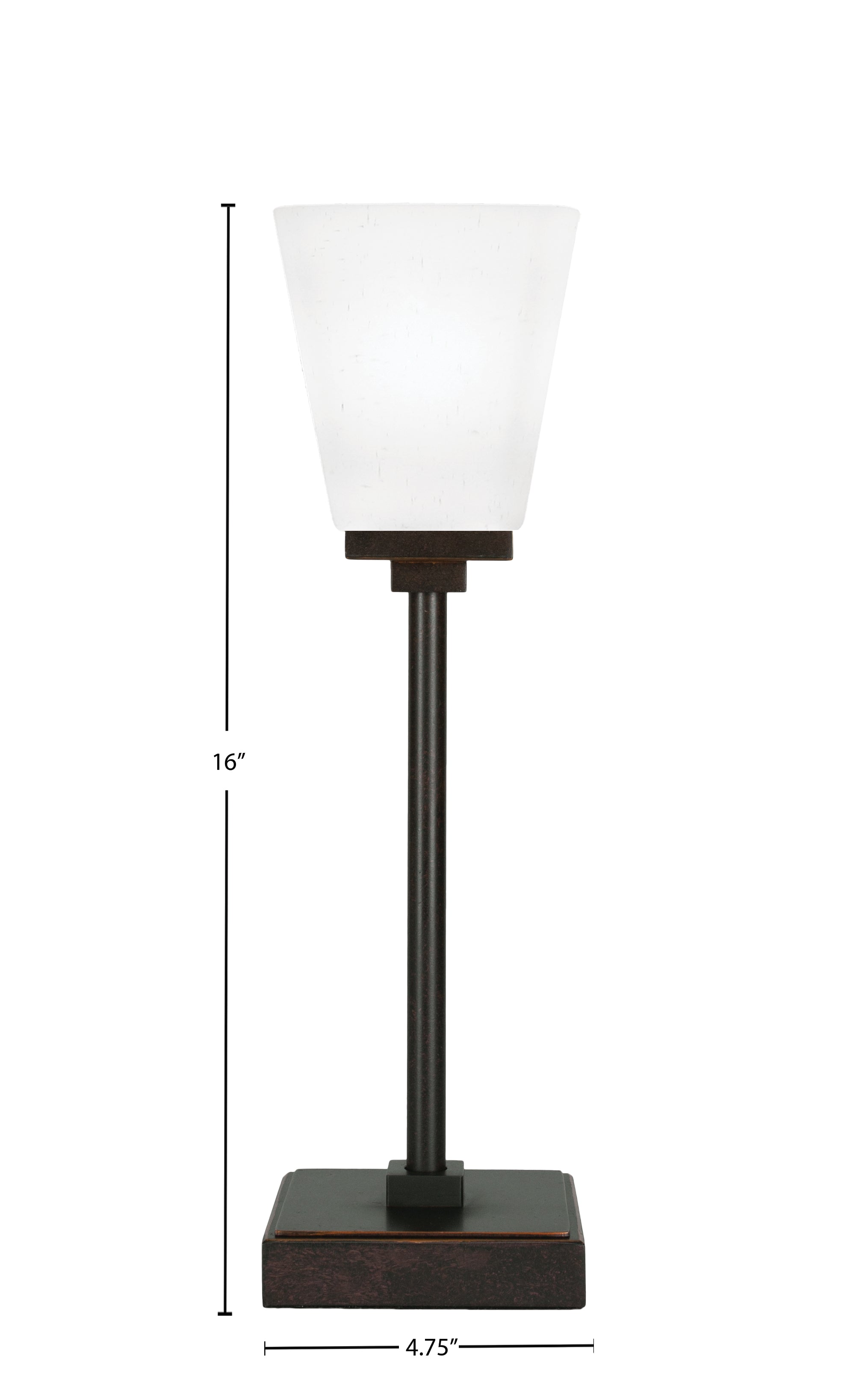 Luna One Light Table Lamp in Dark Granite with 4.5" Square White Muslin Glass Shade