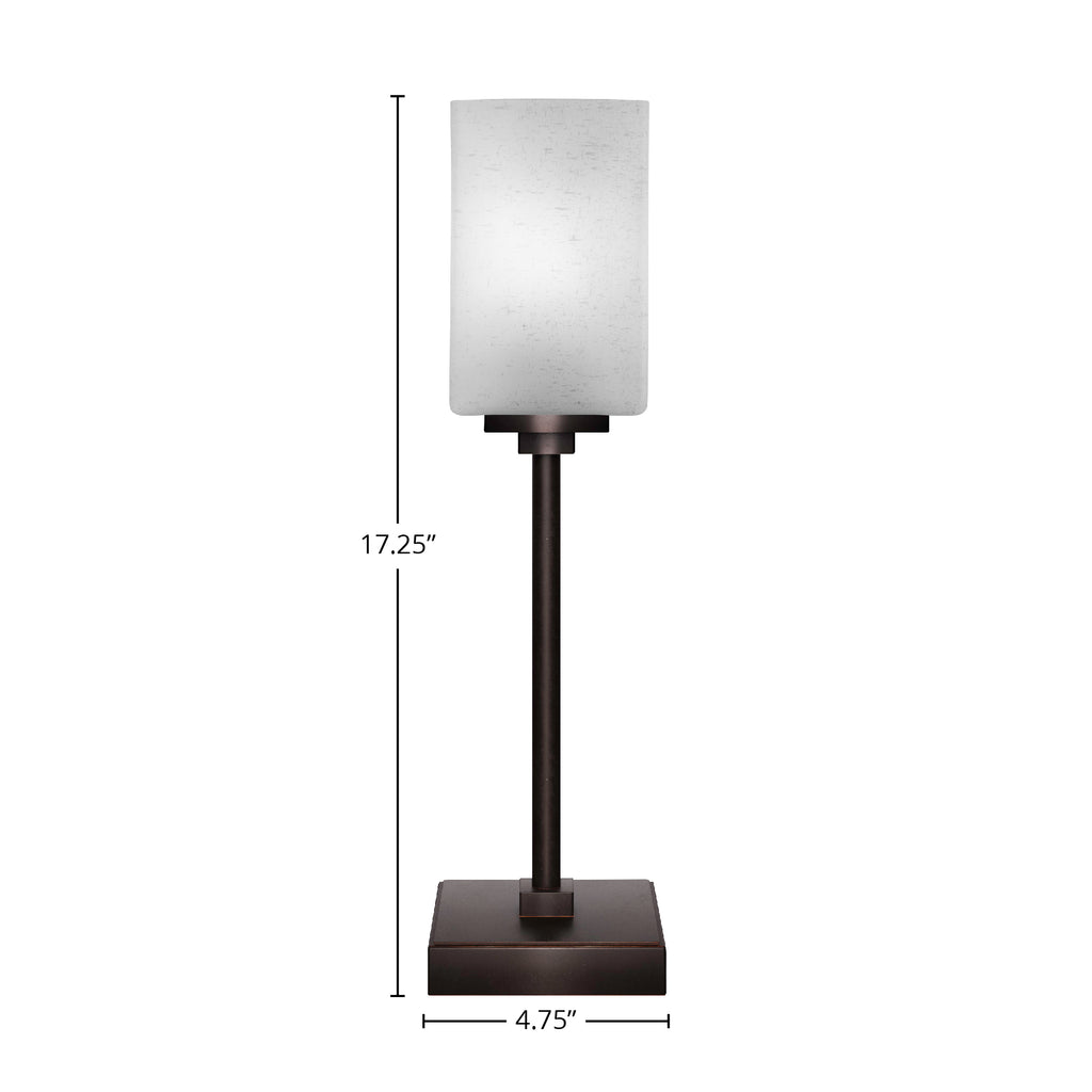 Luna One Light Table Lamp in Dark Granite with 4" Square White Muslin Shade