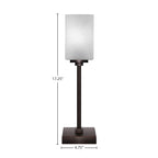 Luna One Light Table Lamp in Dark Granite with 4" Square White Muslin Shade