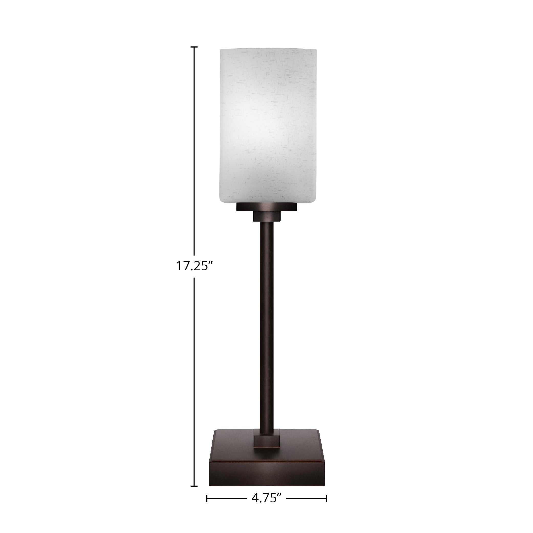Luna One Light Table Lamp in Dark Granite with 4" Square White Muslin Shade