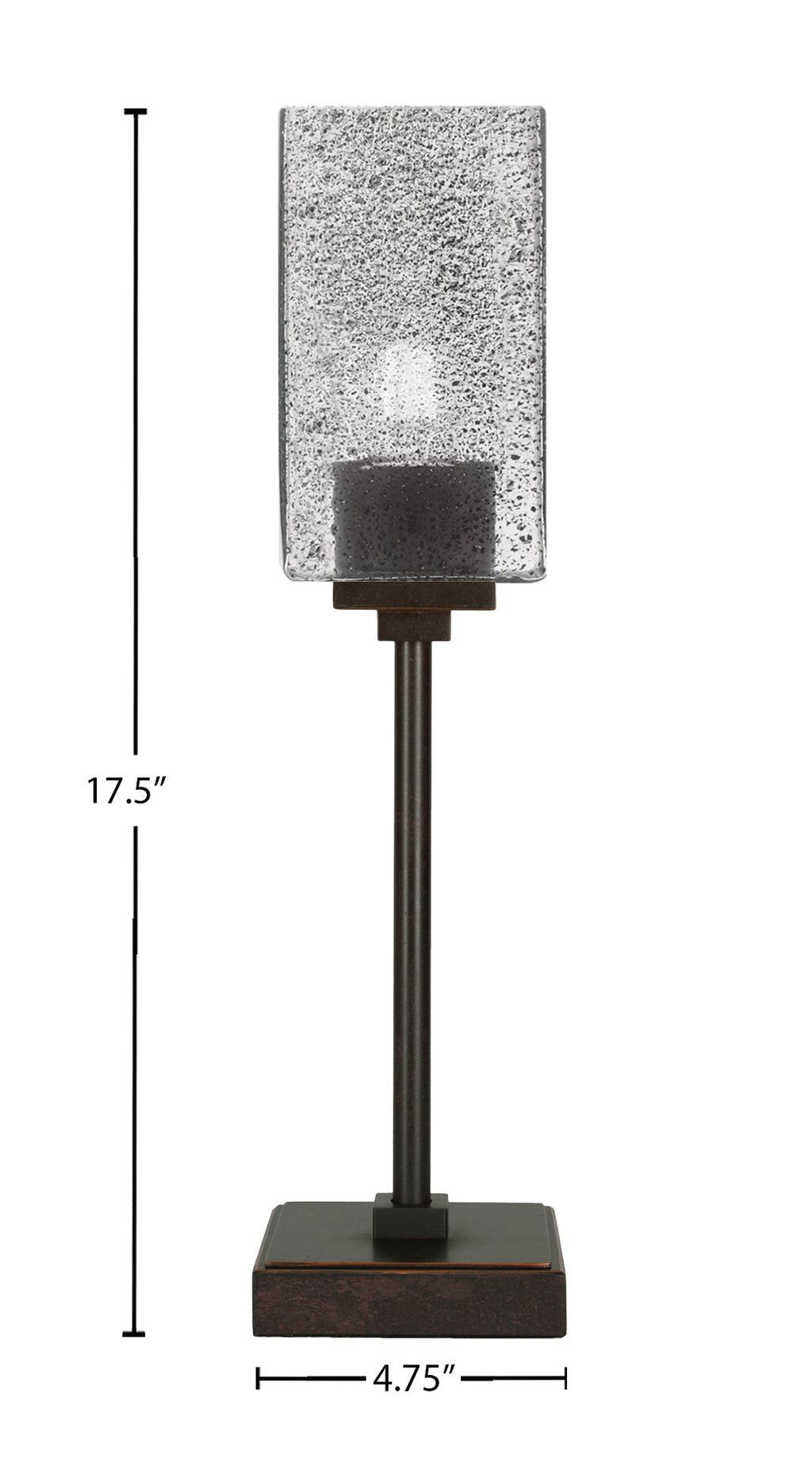Luna One Light Accent Lamp in Dark Granite with Square Smoke bubble Shade