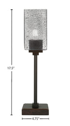 Luna One Light Accent Lamp in Dark Granite with Square Smoke bubble Shade