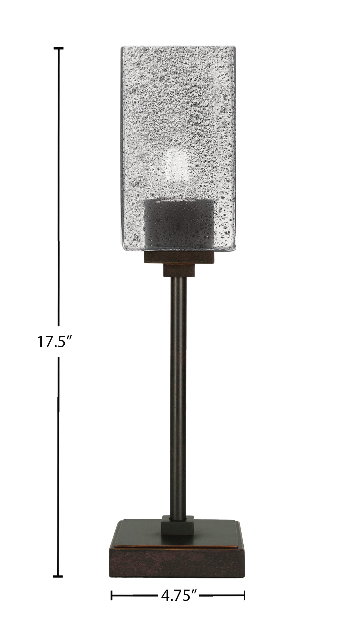 Luna One Light Accent Lamp in Dark Granite with Square Smoke bubble Shade