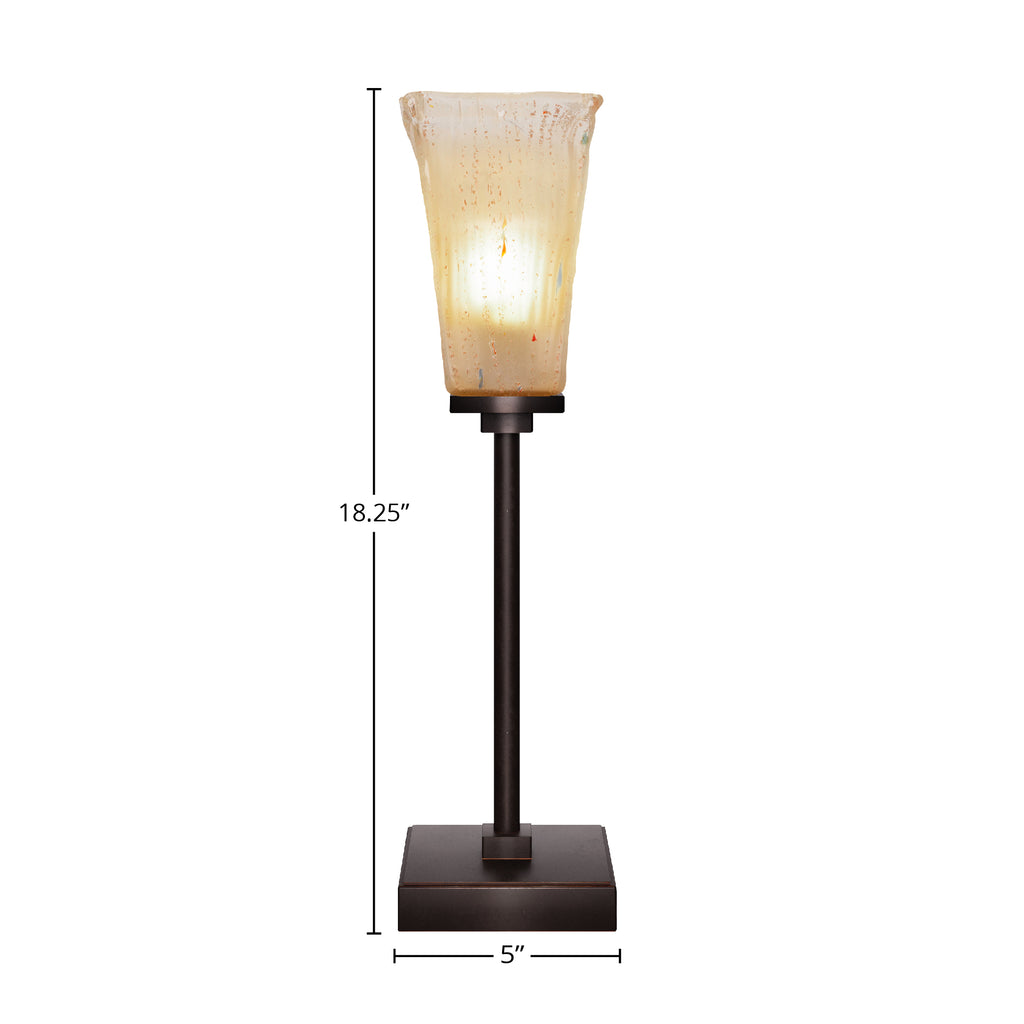 Luna One Light Table Lamp in Dark Granite with 5" Square Amber Crystal Shade