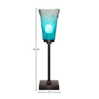 Luna One Light Table Lamp in Dark Granite with 5" Square Teal Crystal Shade